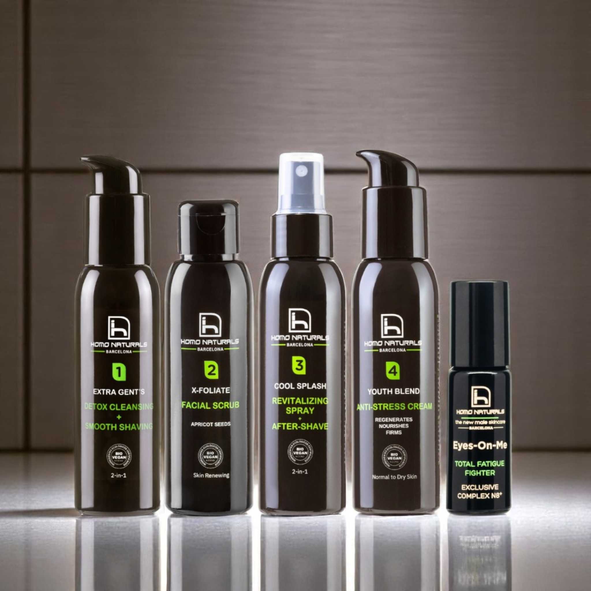 Tratamiento facial antiedad con corrector de ojeras para hombre