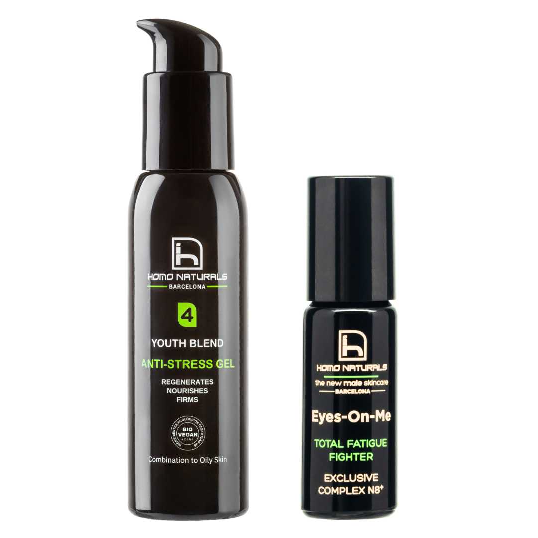 Kit de cuidado facial para hombre con crema antiarrugas y contorno de ojos para quitar ojeras