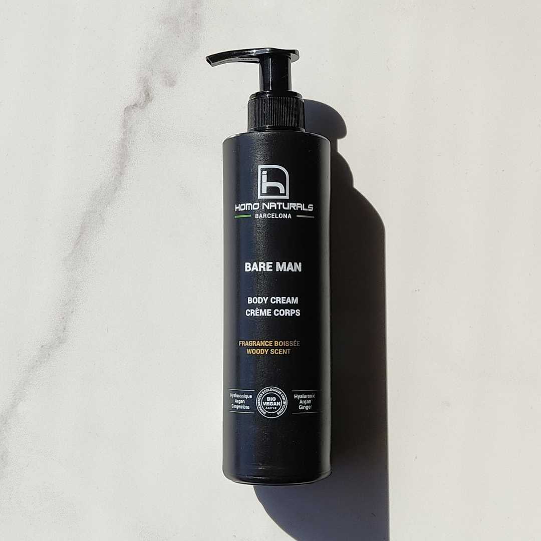 Crema corporal para hombre. 100% Natural, ecológica y vegana. Sin parafinas ni derivados del petróleo.