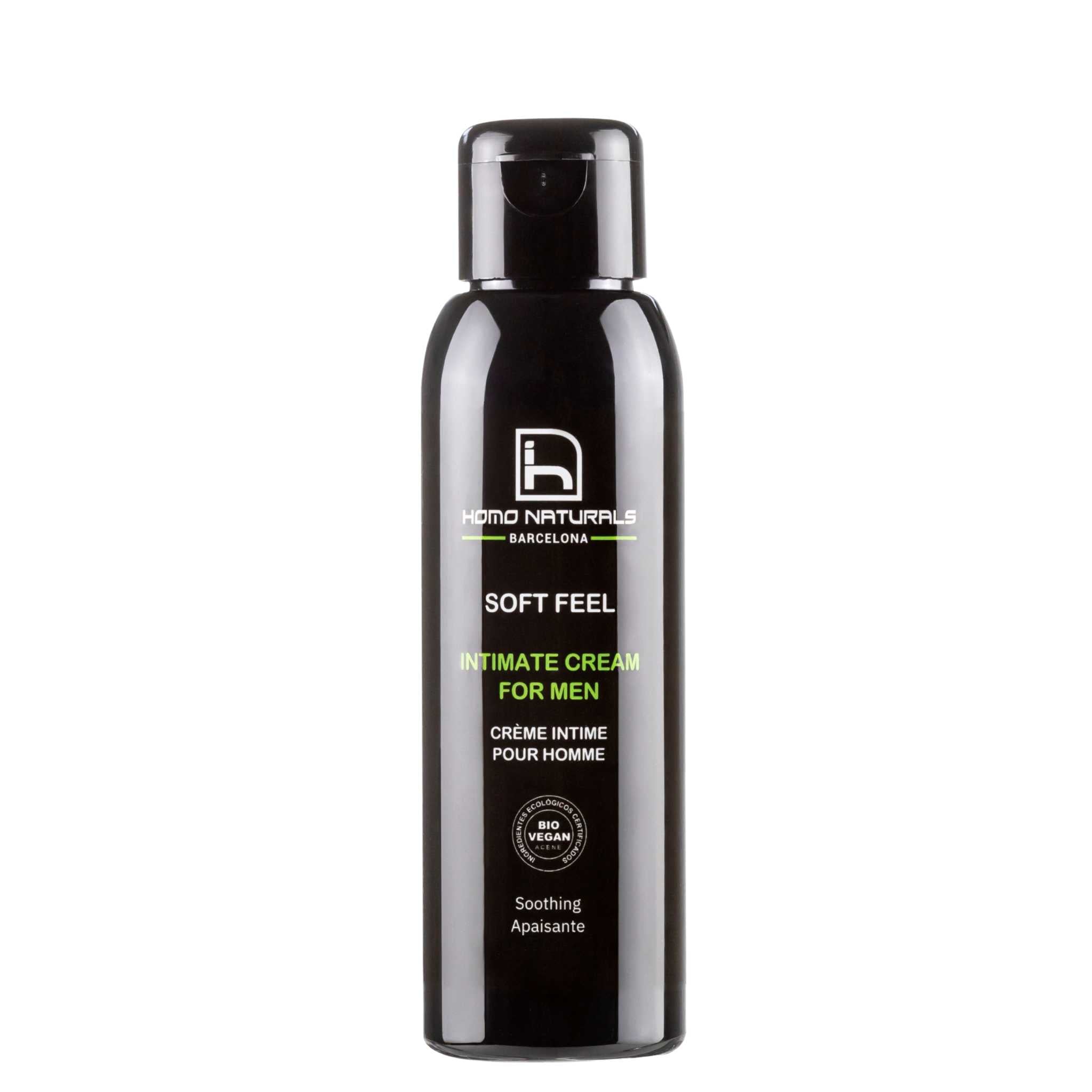 Crema íntima para hombre. Con activos botánicos calmantes y purificantes. Crema 100% natural y ecológica, con certificación Bio + Vegan. Sin derivados del petróelo. Formulada para la zona íntima masculina.