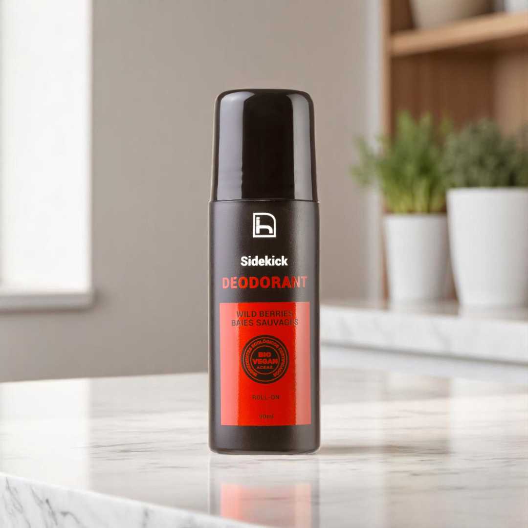 Desodorante para hombre sin alcohol en roll-on. Sin aluminio. Fórmula natural sin parabenos. Con certificación Bio + Vegan.