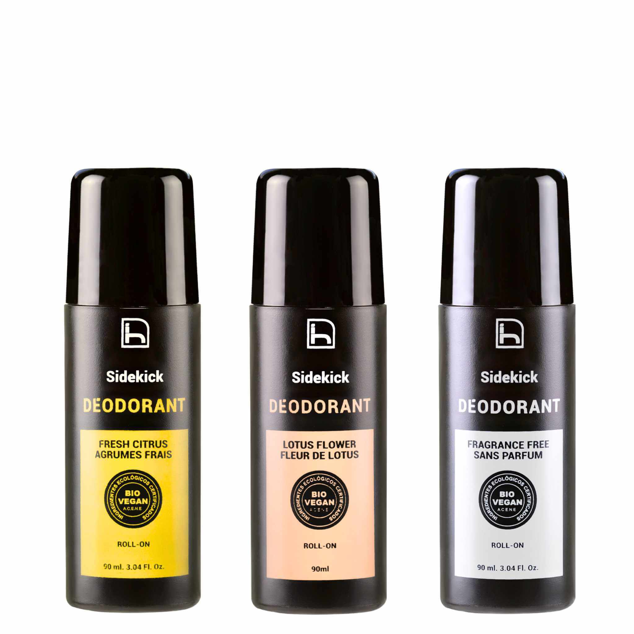 Desodorantes para hombre naturales y veganos certificados. Sin aluminio y sin alcohol. Eficaz fórmula antibacteriana contra el mal olor. Sin parabenos. Formato roll on.