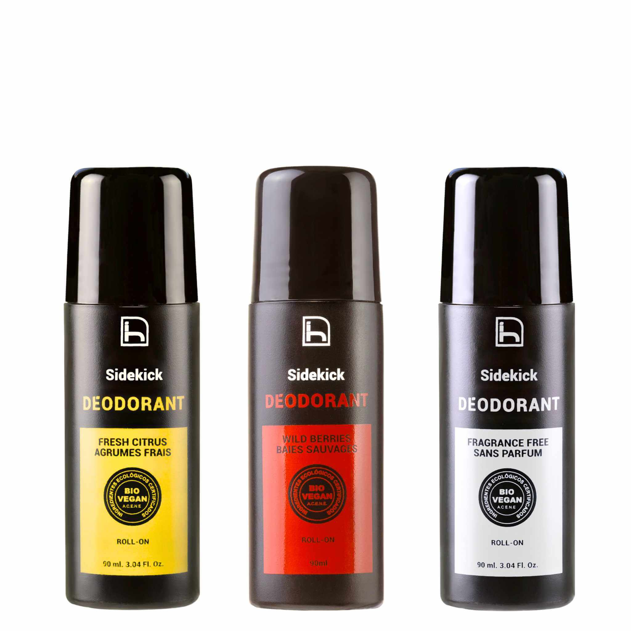 Desodorantes para hombre en roll on. Sin aluminio y sin alcohol. Fórmula natural con certificación ecológica y vegana. Sin parabenos.