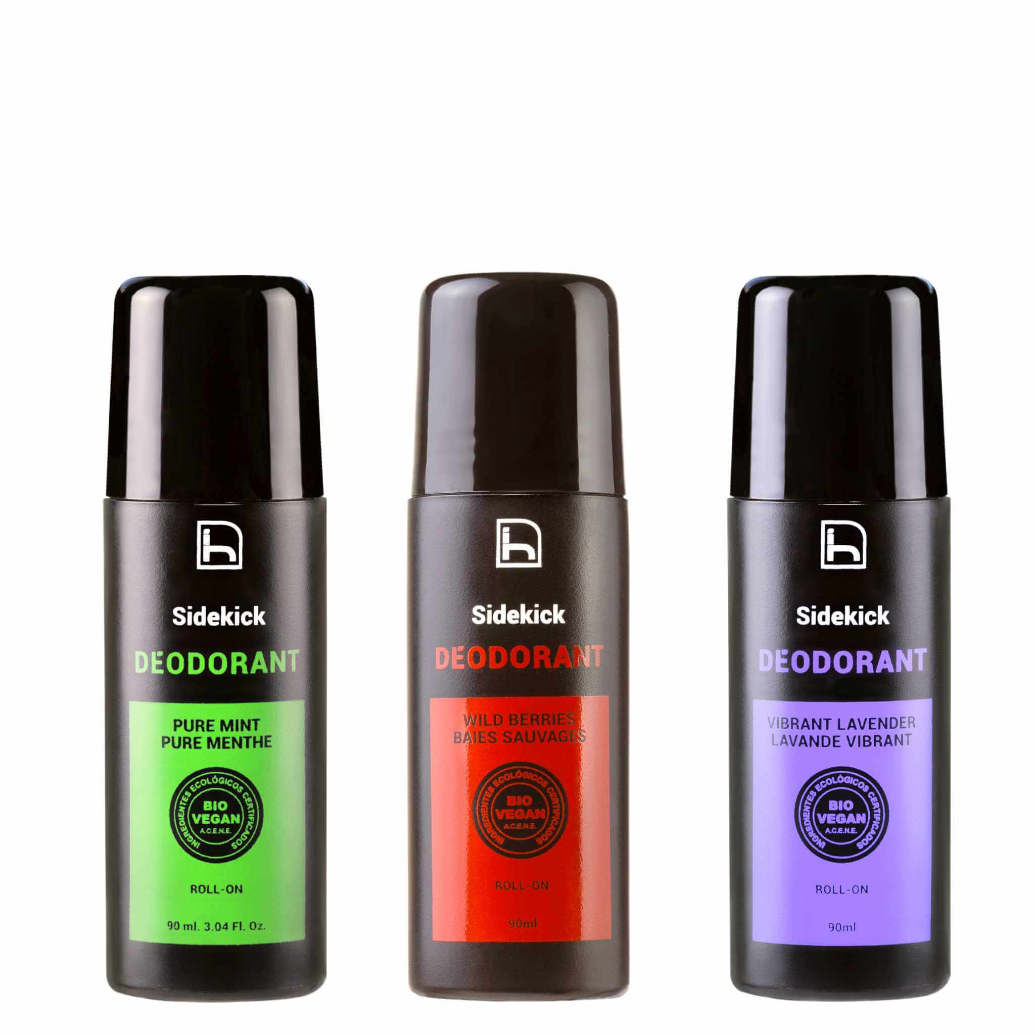 Desodorantes en roll on para hombre sin aluminio y sin alcohol. Potente fórmula antibacteriana contra malos olores. Sin parabenos. Ecológicos y veganos.