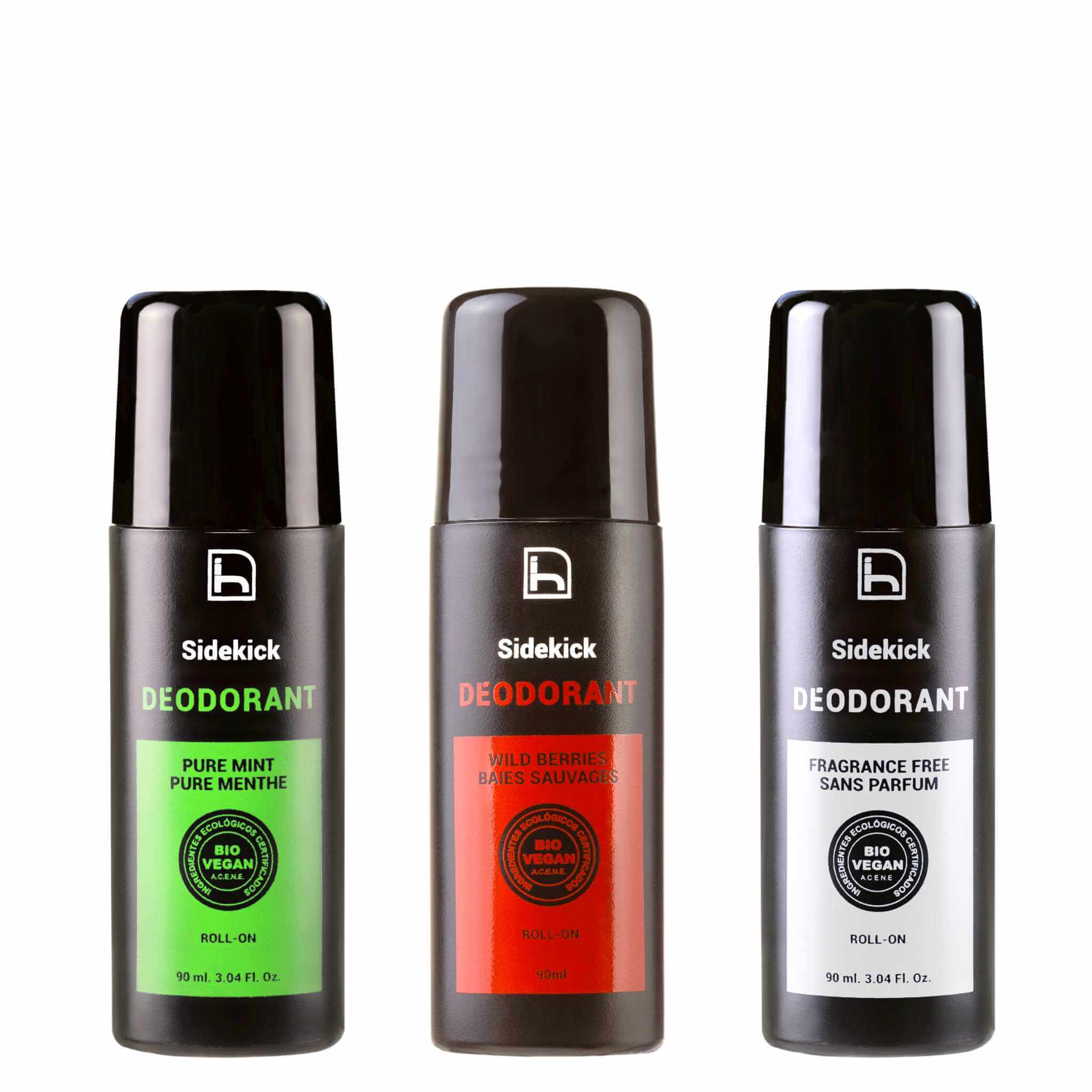 Desodorantes para hombre en roll-on. Sin aluminio y sin alcohol. Potentes y eficaces contra malos olores. Sin parabenos. 100% naturales y con certificación ecológica y vegana.