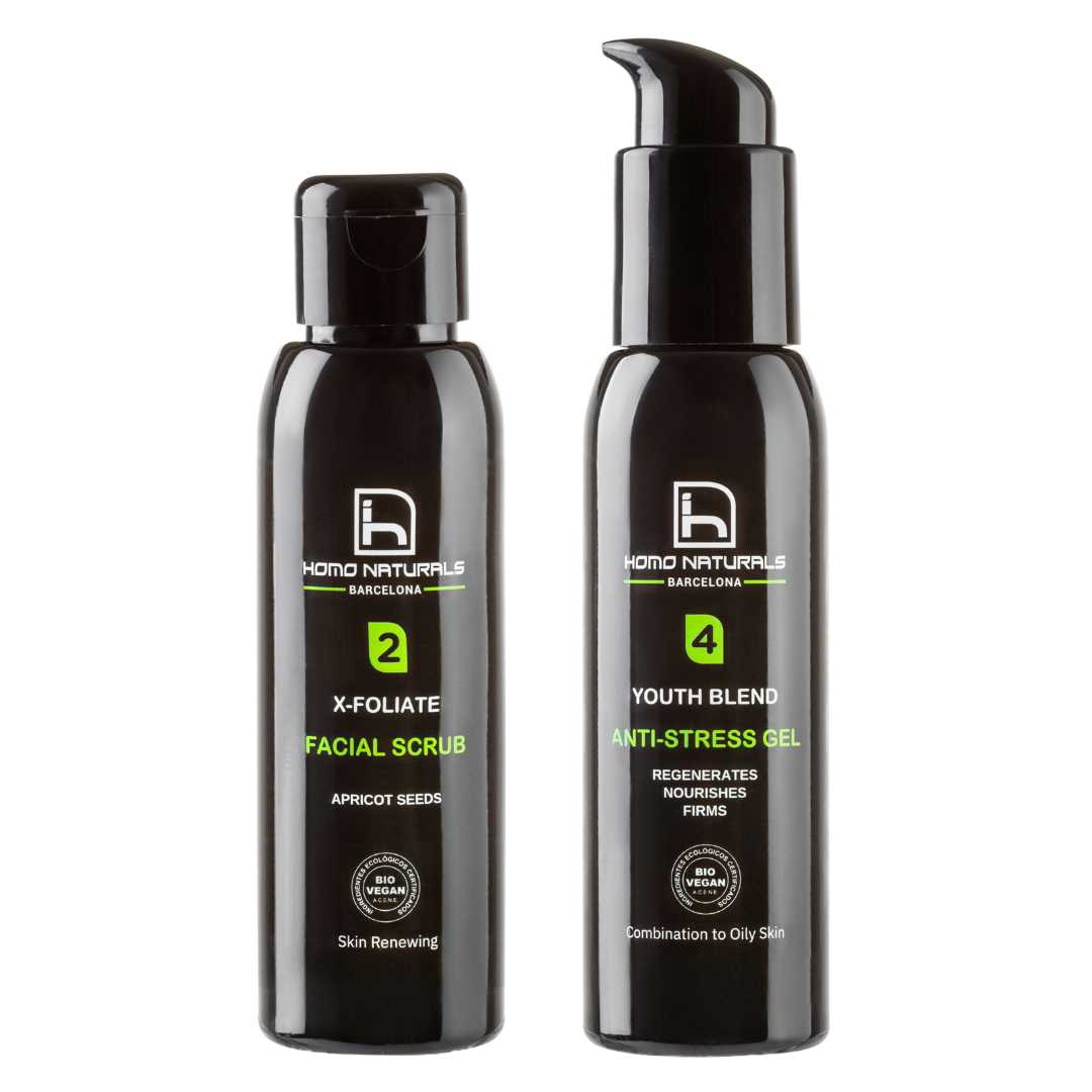 Kit cuidado facial piel grasa hombre con crema antiarrugas