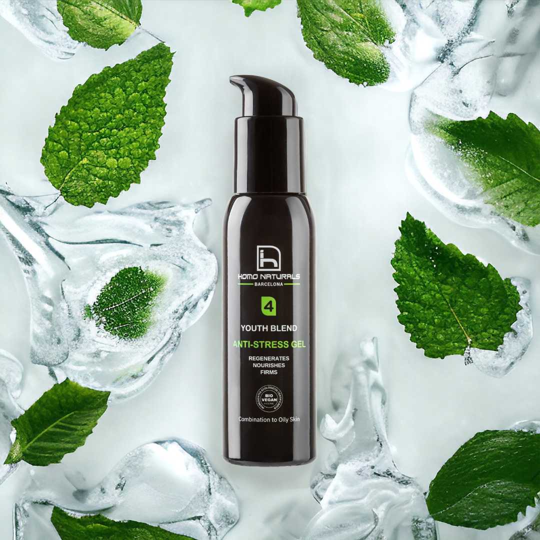 Gel de cuidado facial para la piel del hombre. Con Bakuchiol, el retinol natural, y con ácido hialurónico. 100% natural. Sin derivdos del petróleo. Sin parabenos. Con certificación ecológica y vegana.