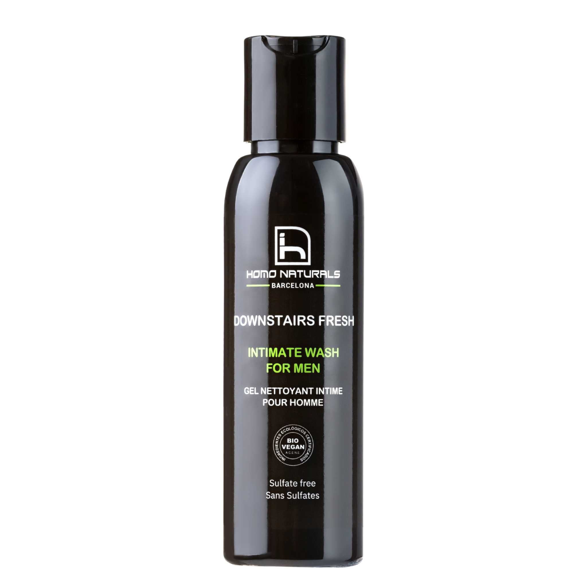 Gel de higiene íntima para hombre. Natural, sin sulfatos, ecológico y vegano. Para las necesidades de la higiene íntima masculina.