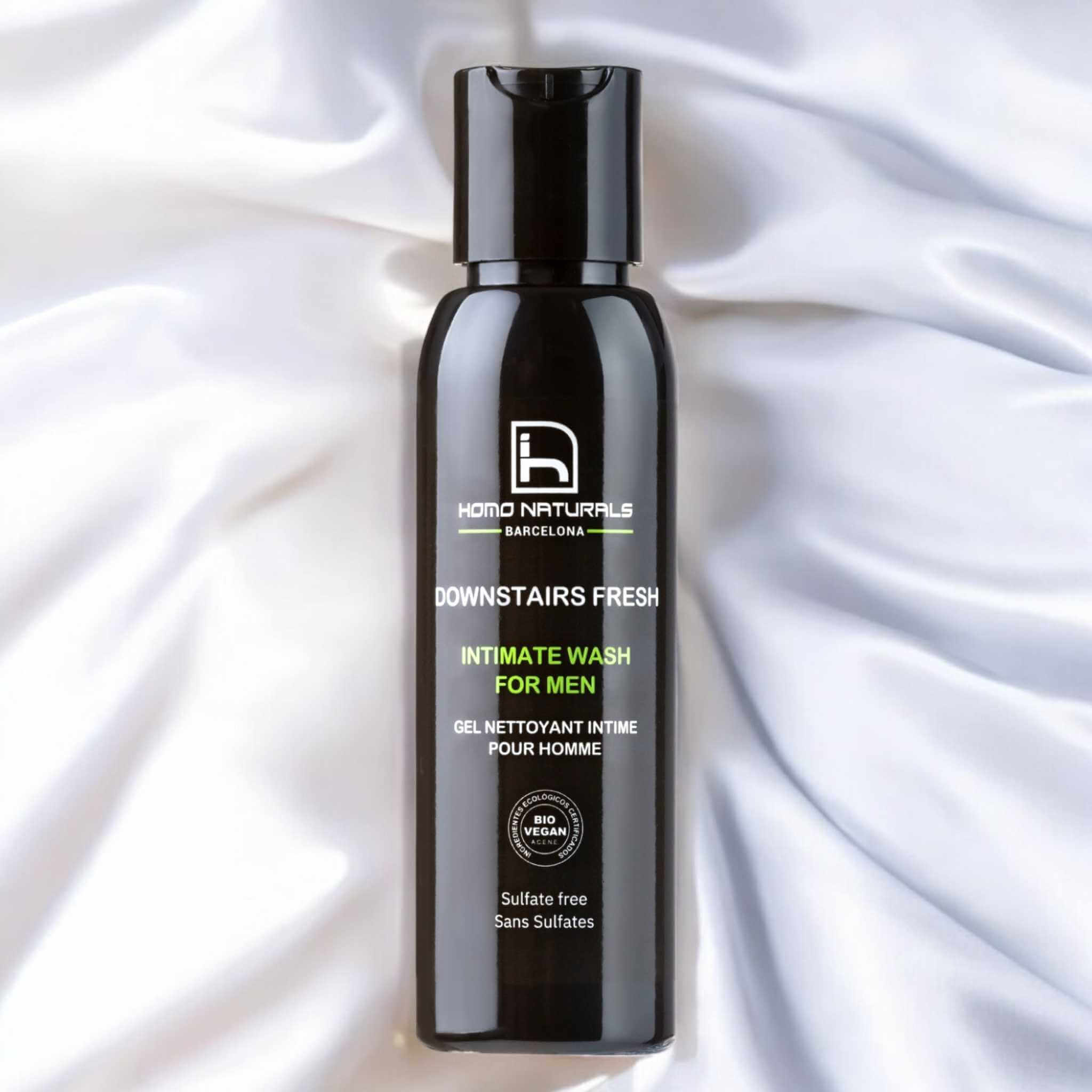 Jabón íntimo natural para hombres. Sin sulfatos. Con pH masculino.