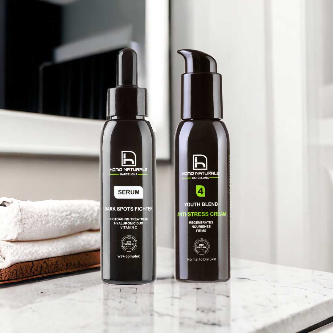Kit antiarrugas hombre con serum facial y crema antiedad