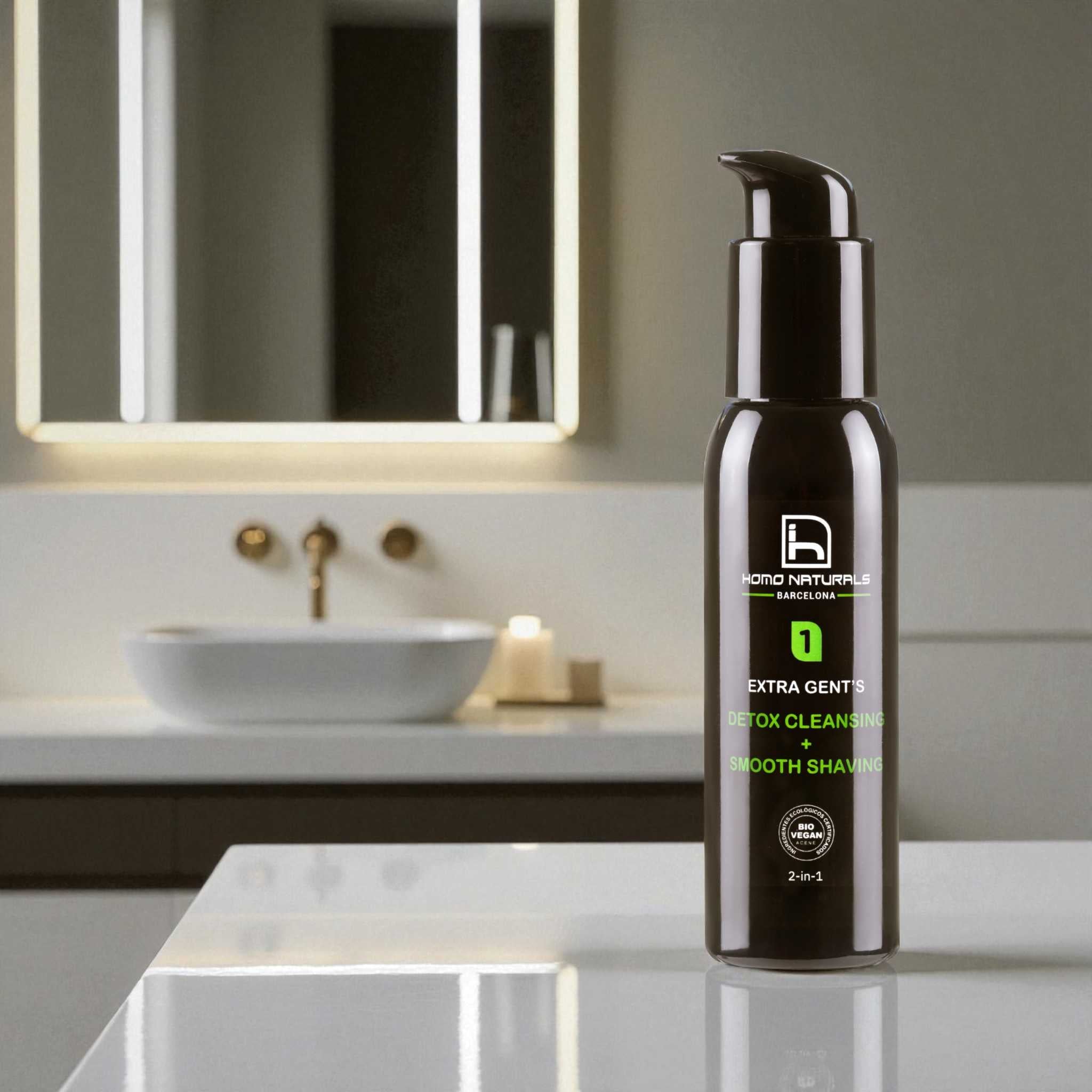 Limpiador facial hombre sin sulfatos. Natural, ecológico y vegano. ph 5. Dermoprotector. Ideal todo tipo de pieles.