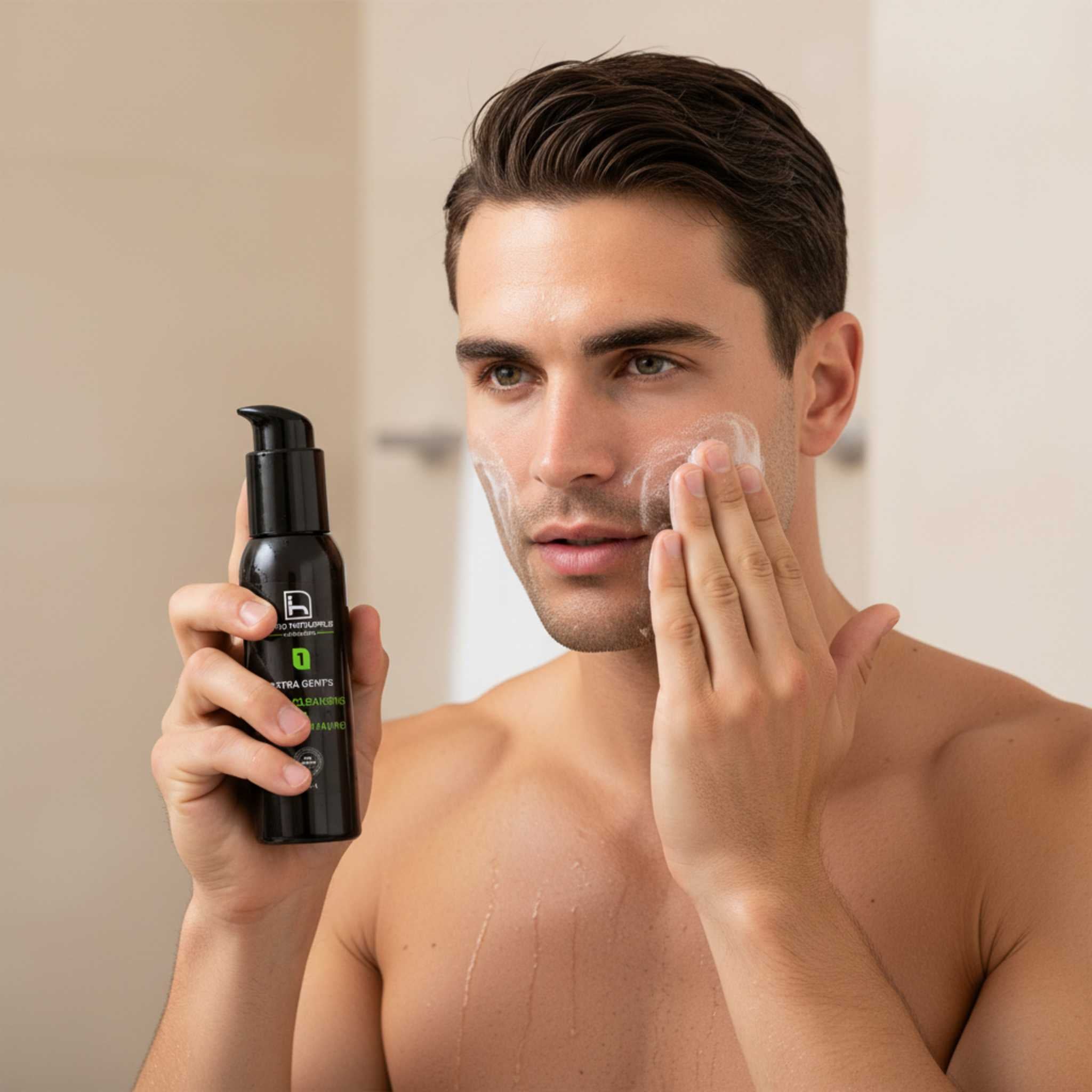 Limpiador facial ecológico y vegano para hombre. Sin sulfatos, sin parabenos y sin derivados del petróleo. Natural y dermoprotector.