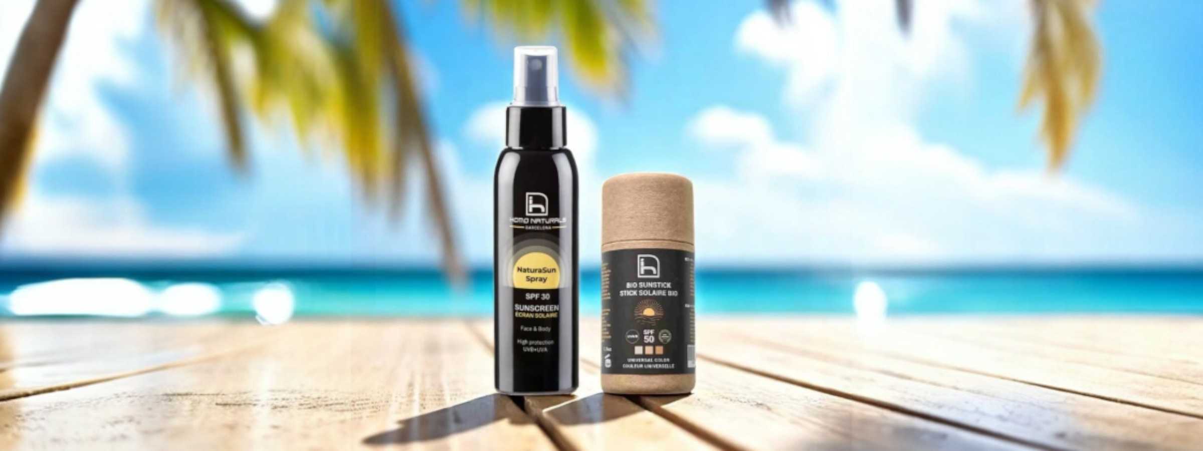 Protectores solares naturales para hombre. Facial y corporal.