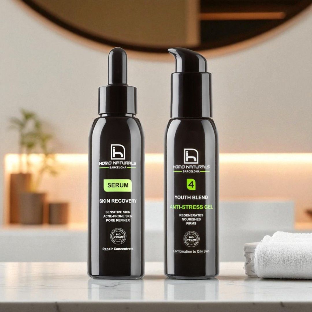 Serum antiedad y crema antiarrugas natural para hombres