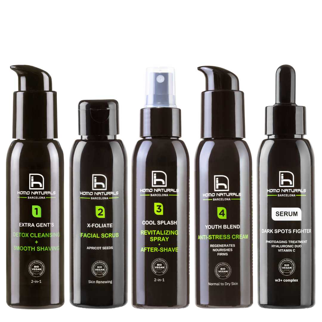 Tratamiento facial antiarrugas hombre con serum antiedad hialuronico y crema antiarrugas hombre. Tratamiento antiedad y prevención envejecimiento facial.