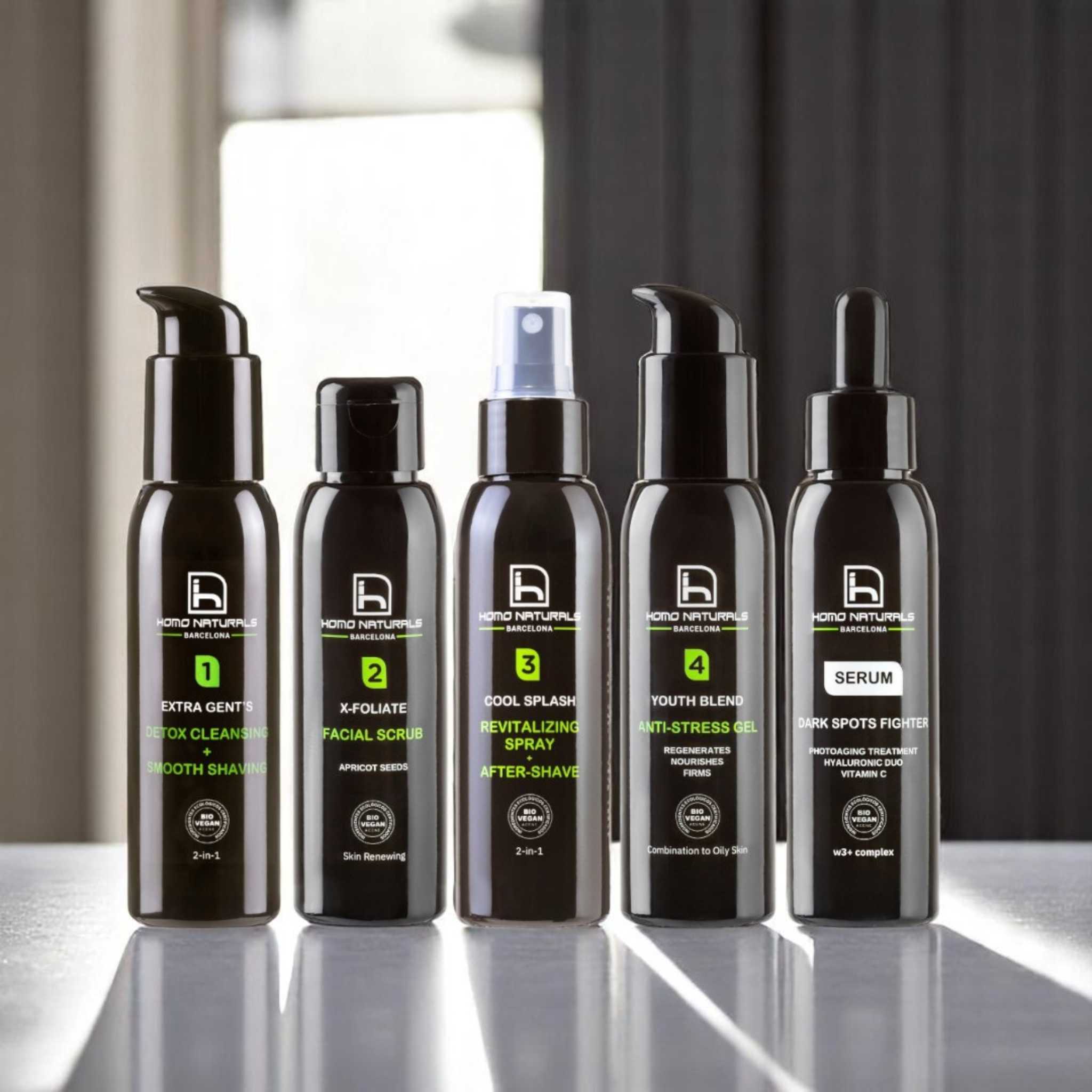 Tratamiento facial para hombre con crema antiedad para quitar arrugas.