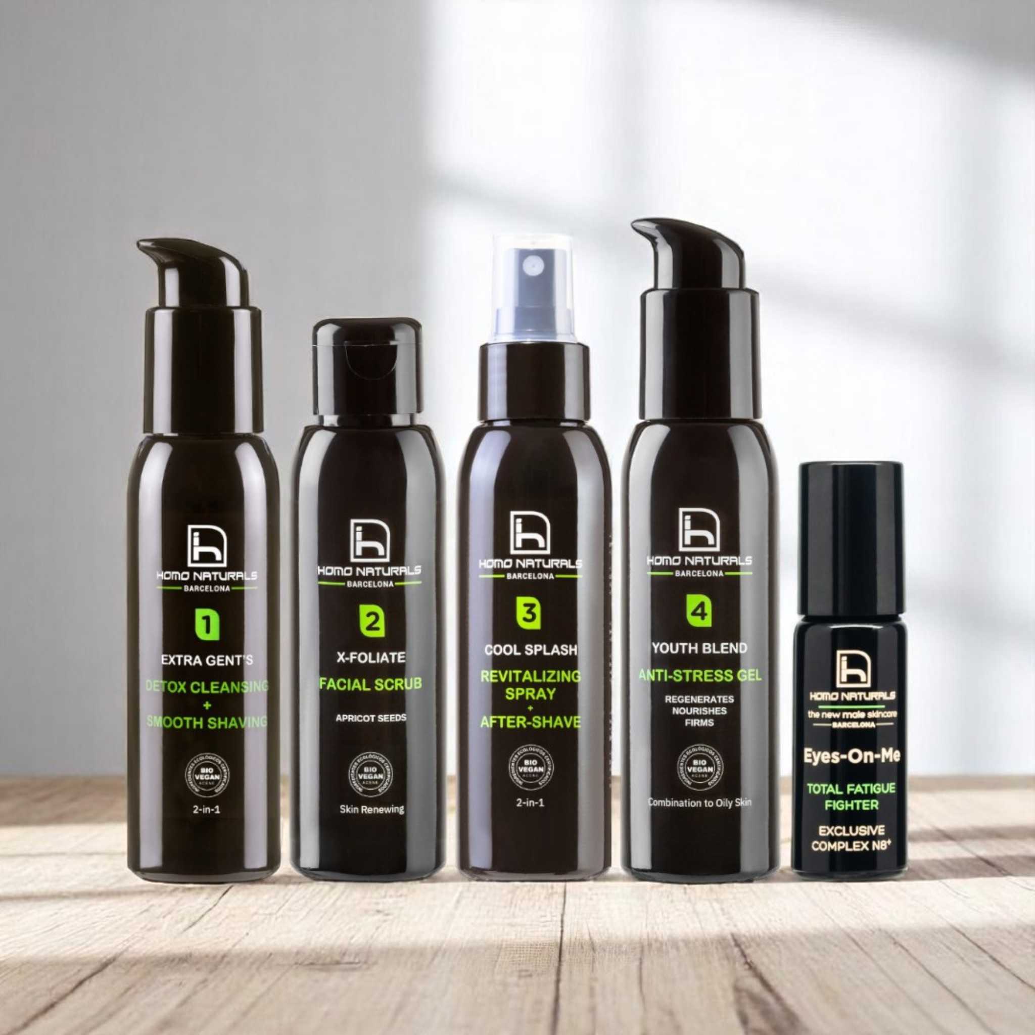 Tratamiento facial antiedad con corrector de ojeras para hombre