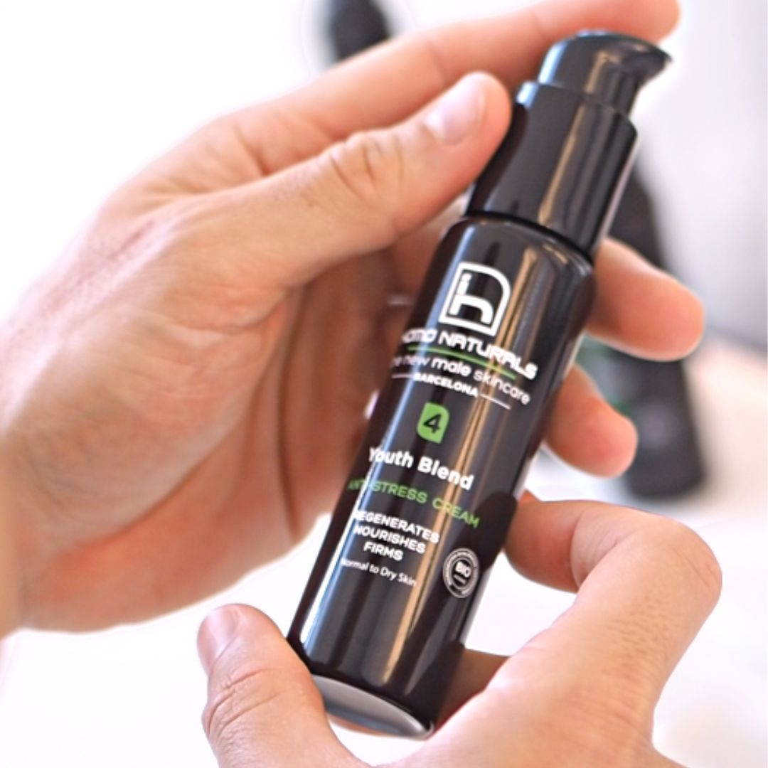Crema antiarrugas para hombre. Sin siliconas ni derivados del petróleo. Natural y bio. Con certificación ecológica.
