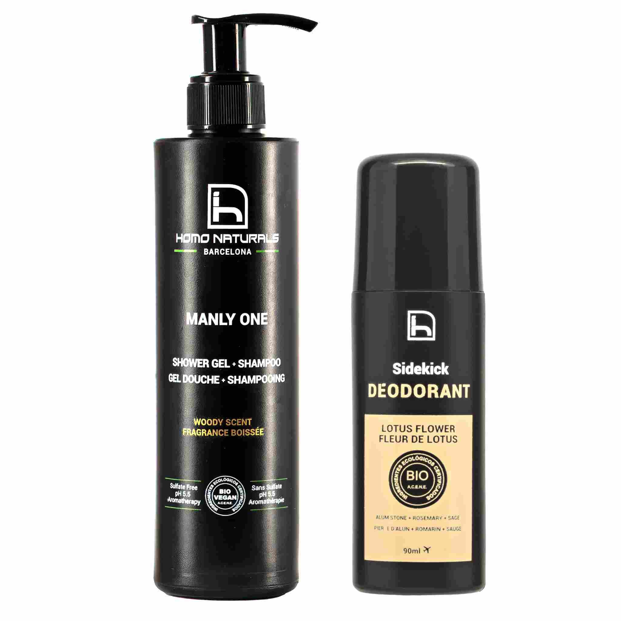 Desodorante para hombre y gel de ducha natural