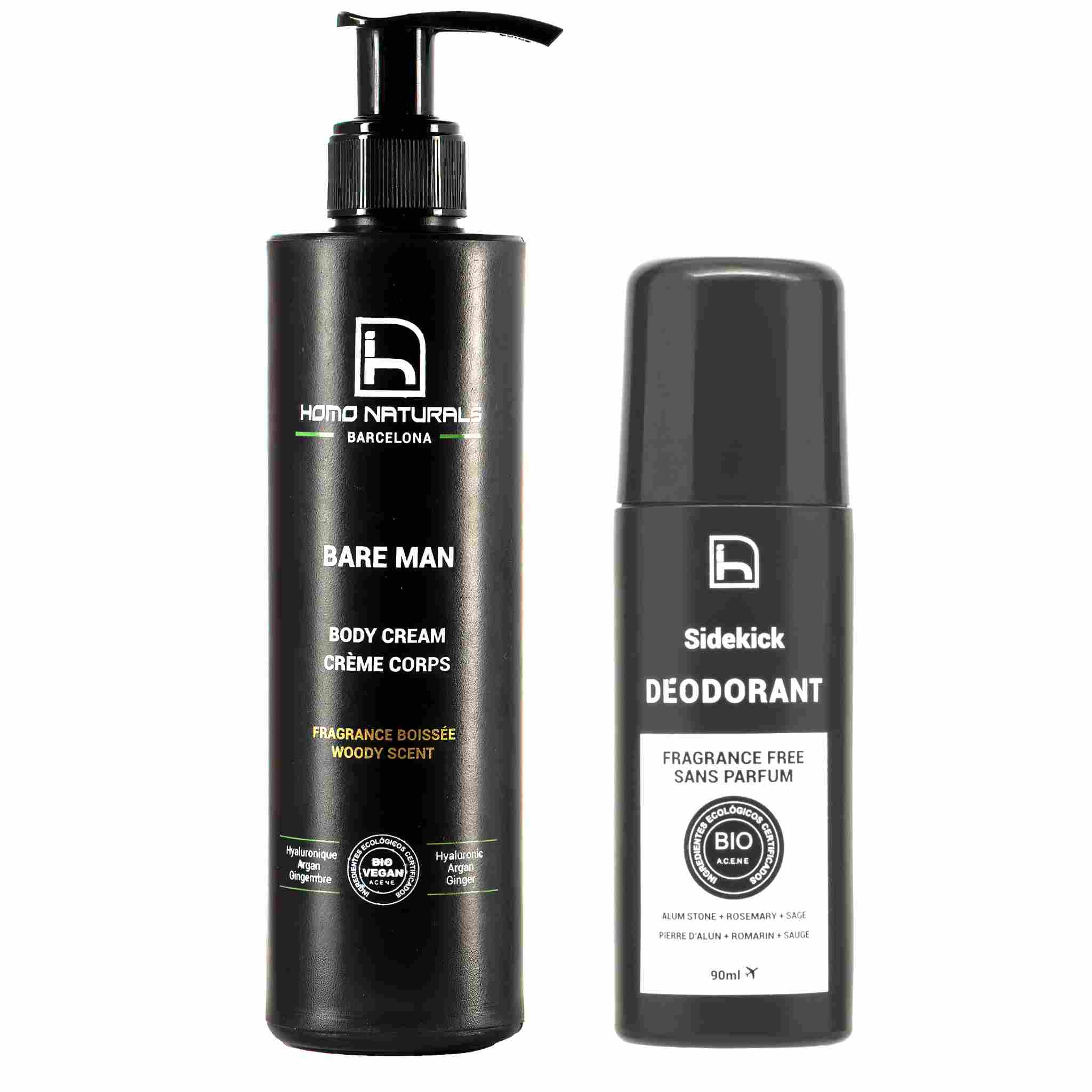 Desodorante sin perfume para hombre y crema corporal para hombre