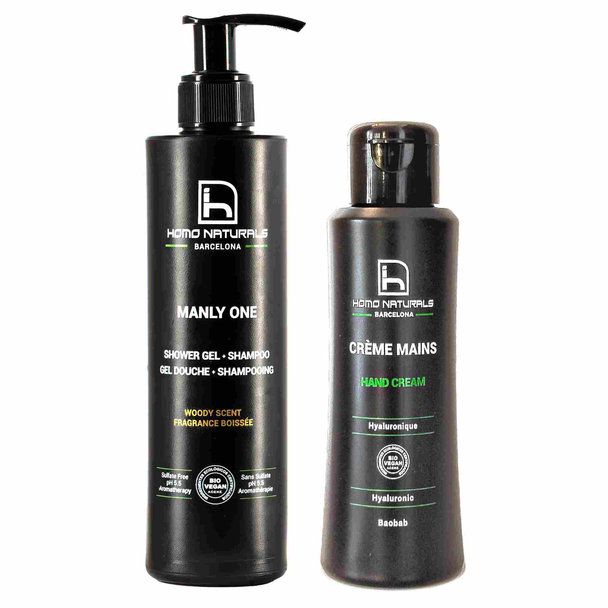 Kit gel de ducha y crema de manos para hombre. Ideal regalo para hombre