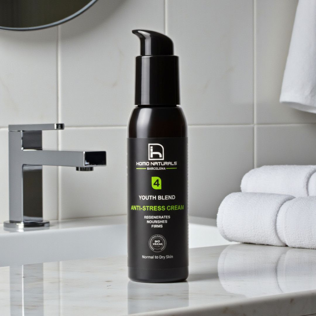 Crema antiedad para hombres. Con Bakuchiol, el retinol natural y ácido hialurónico. Ecológica y vegana. 