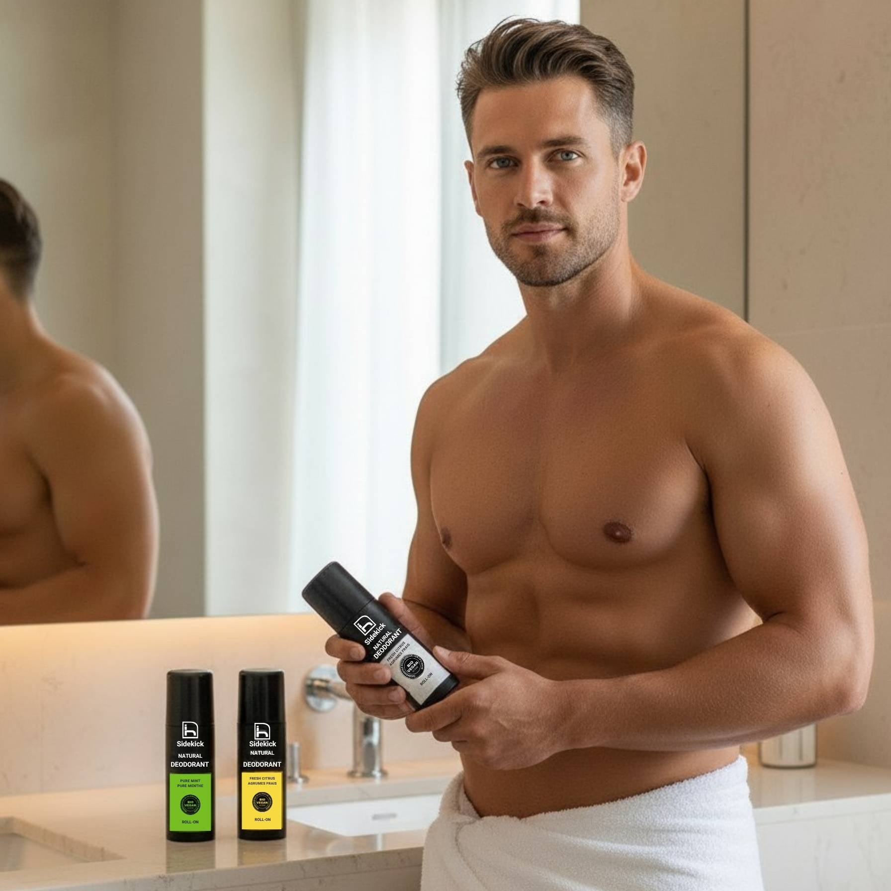 Los mejores desodorantes naturales para hombre en roll-on. Sin aluminio y sin alcohol. Potente fórmula antibacteriana.