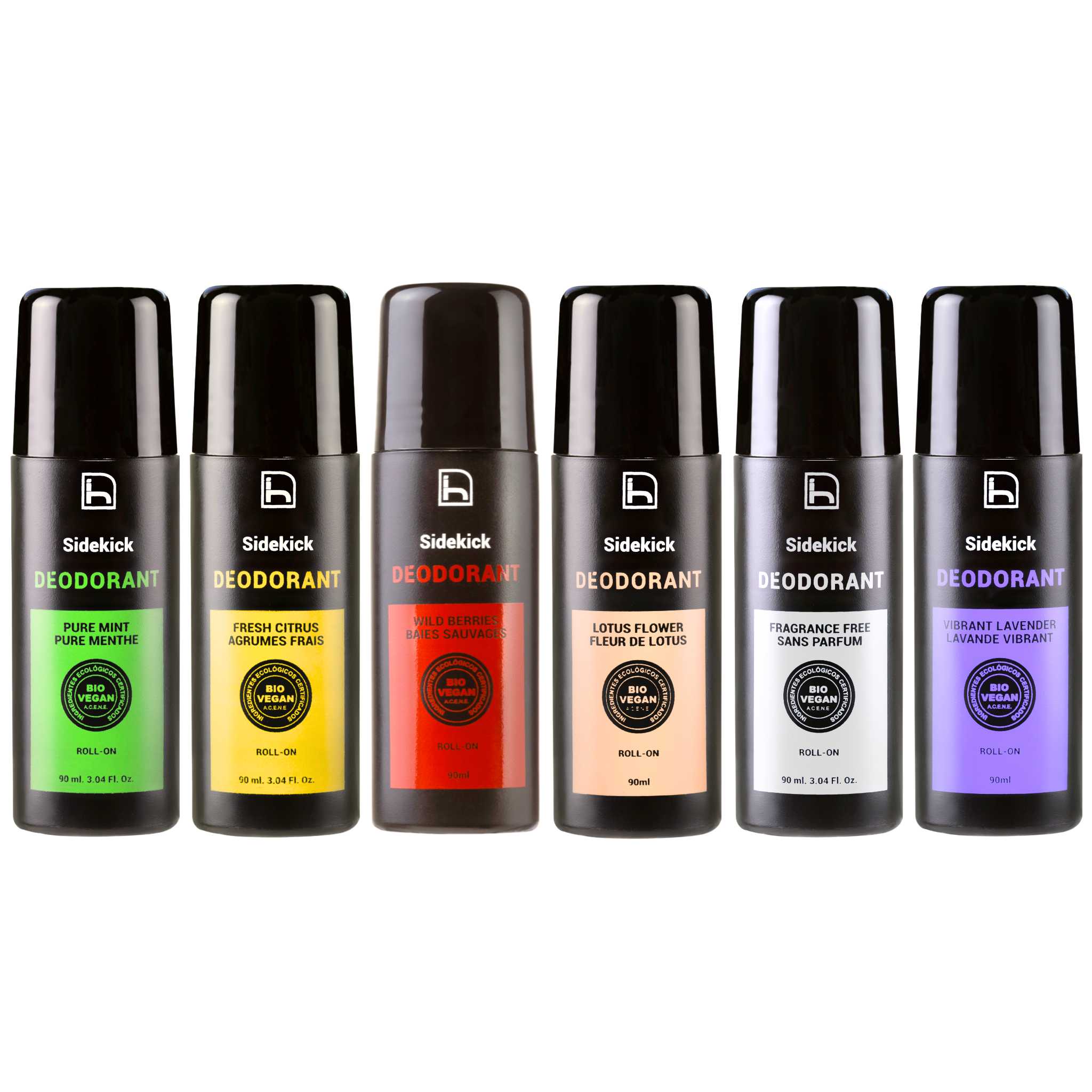 Desodorantes naturales para hombre, sin aluminio y sin alcohol. Antibacterianos. Sin parabenos. Roll-on con certificación ecológica y vegana.