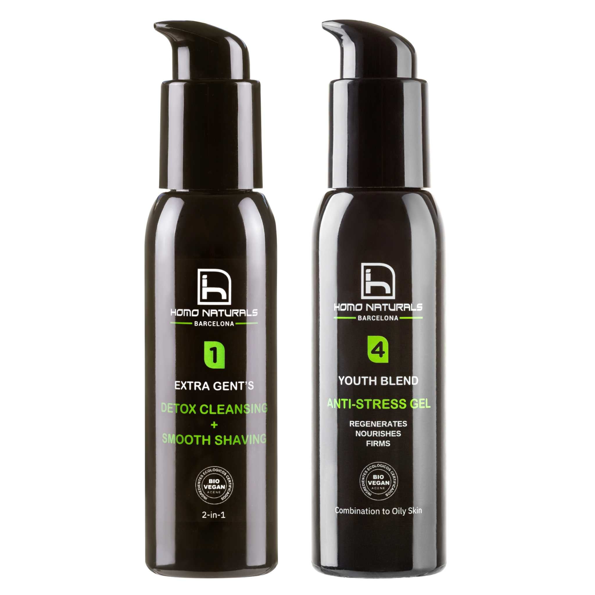 Kit de cuidado facial antiarrugas para hombre con piel grasa