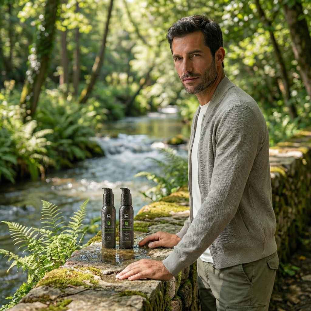 Kit de cuidado facial para hombre con limpiador facial natural y crema antiarrugas hombre para piel grasa, rutina diaria antiedad con acabado mate