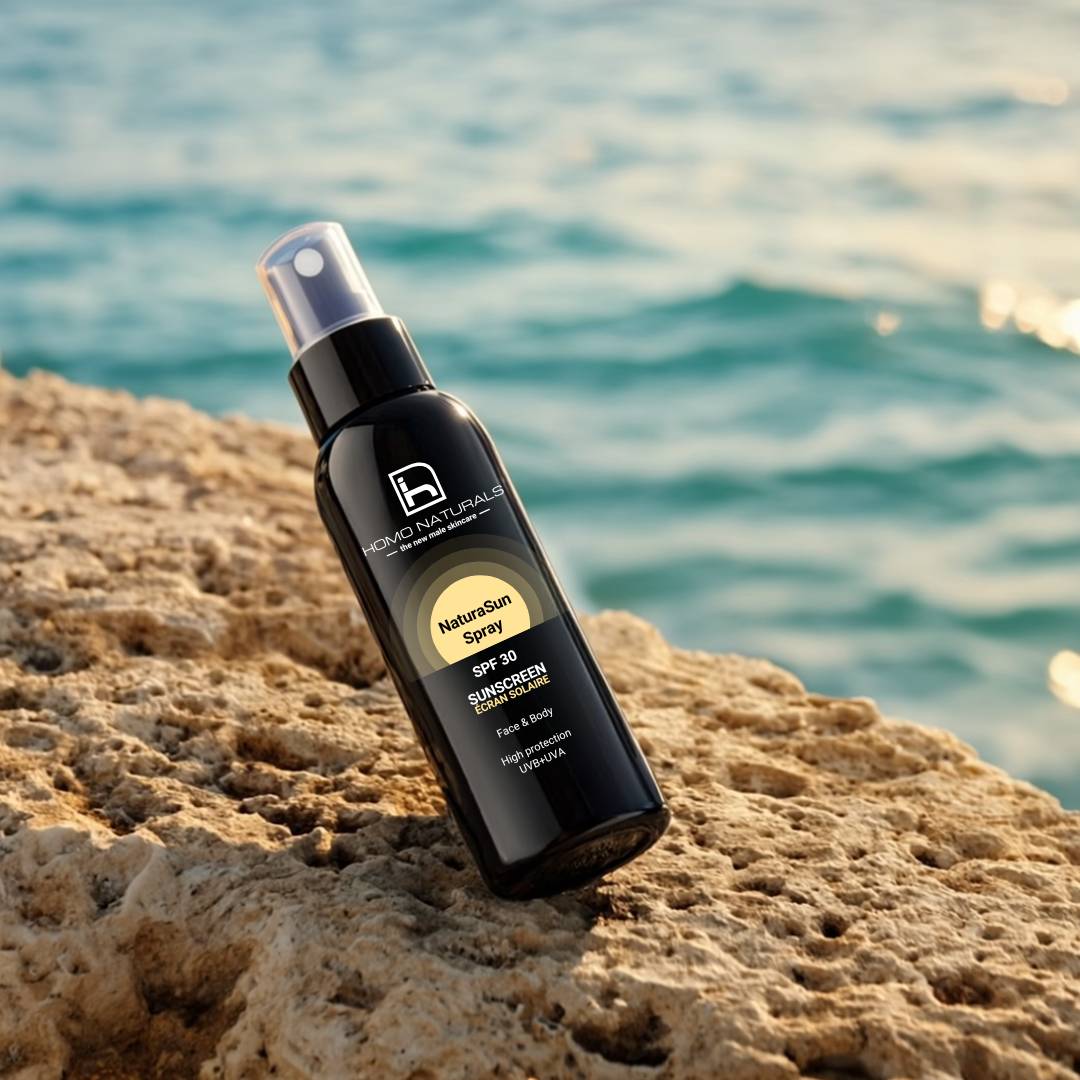 Protector solar en spray sin rastro blanco. Facial y corporal. Con ingredientes naturales y ecológicos.