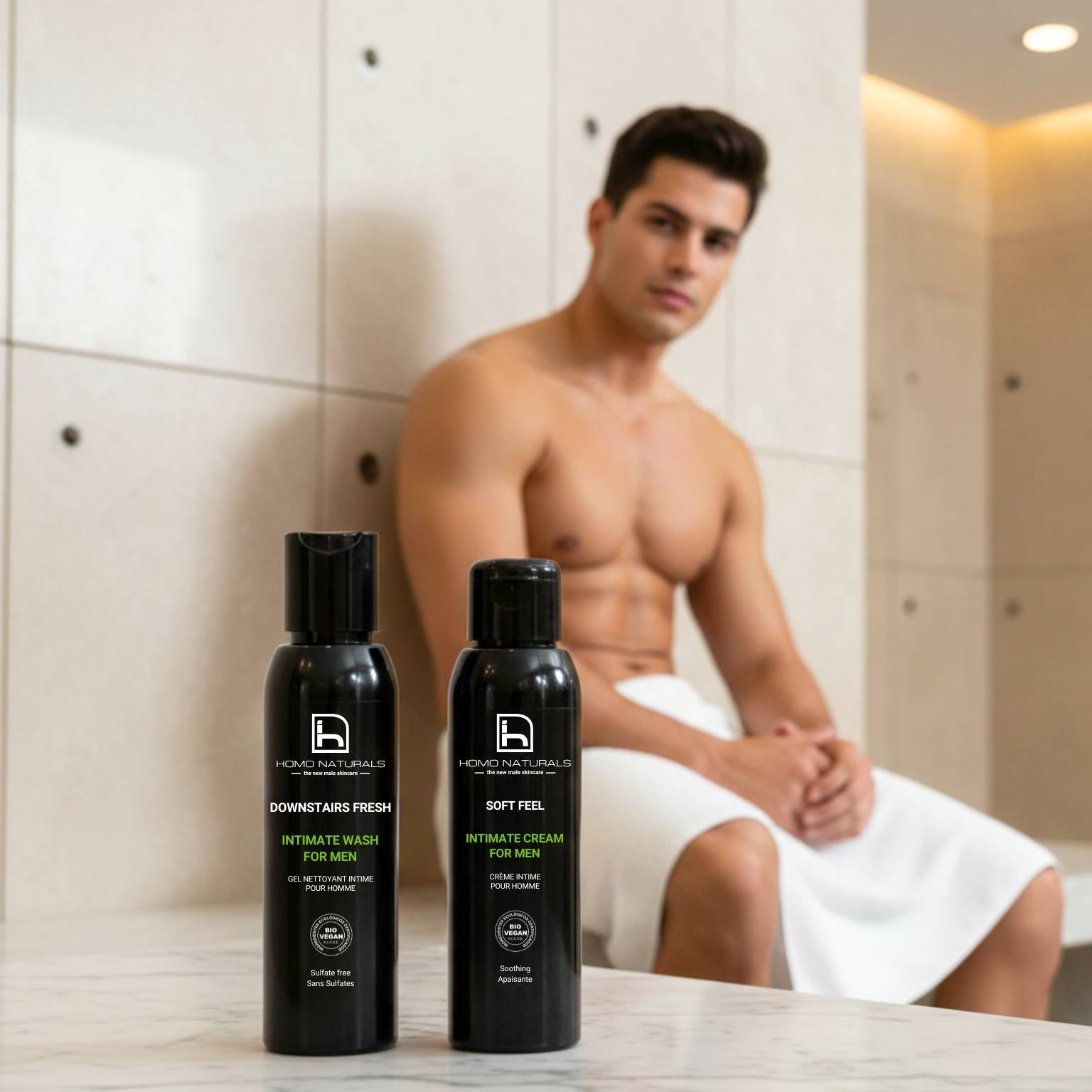 Kit de cuidado íntimo para hombre: jabón íntimo natural y crema íntima calmante. Ideal para malos olores zona íntima hombre.