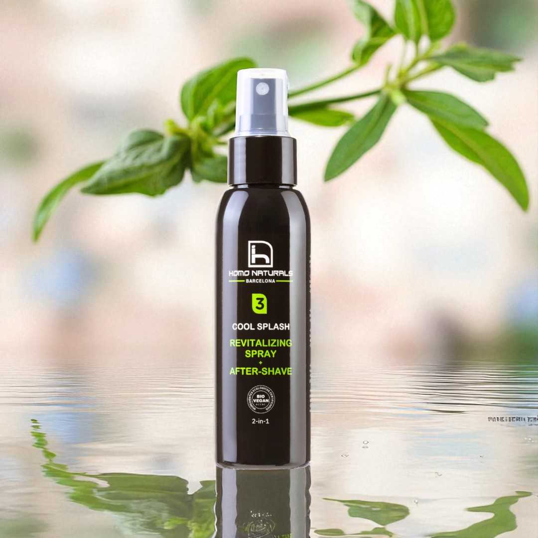 Tónico facial para hombre. Cosmético seborregulador para hombre. Spray Revitalizante facial para piel grasa. Sin alcohol. 100% natural y ecológico.