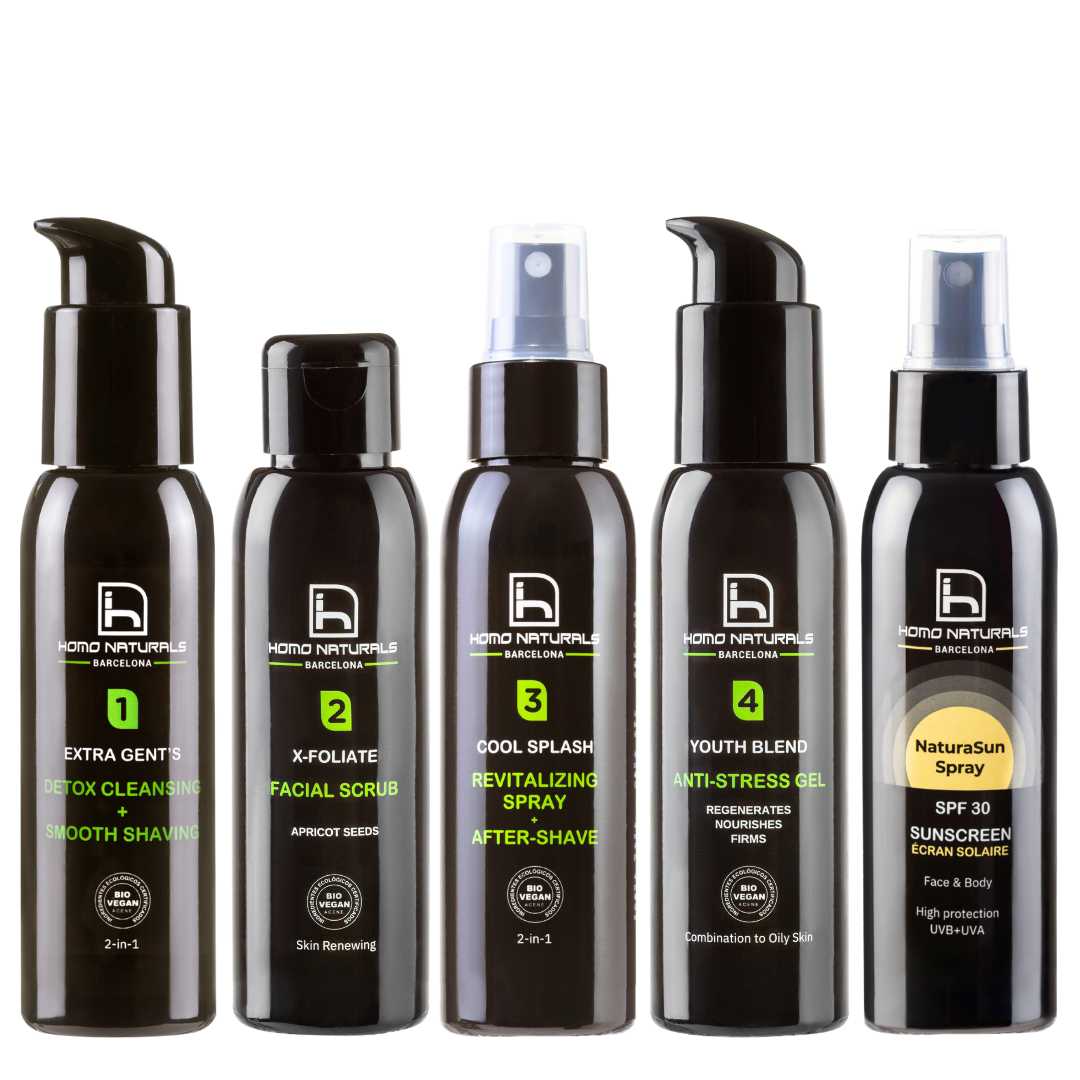 Tratamiento facial antiedad para hombre con protector solar