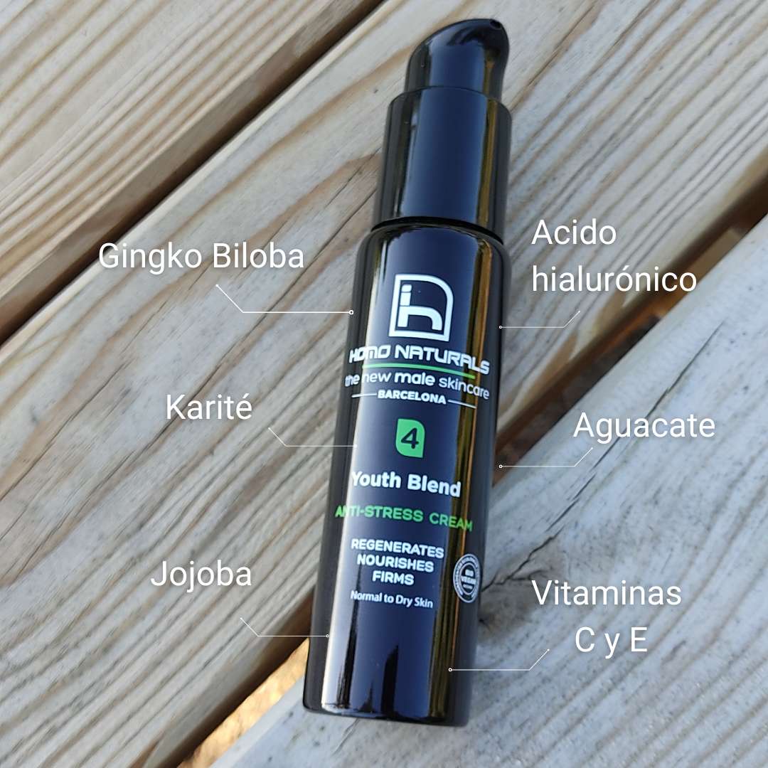 Anti-wrinkle cream for men with hyaluronic acid.