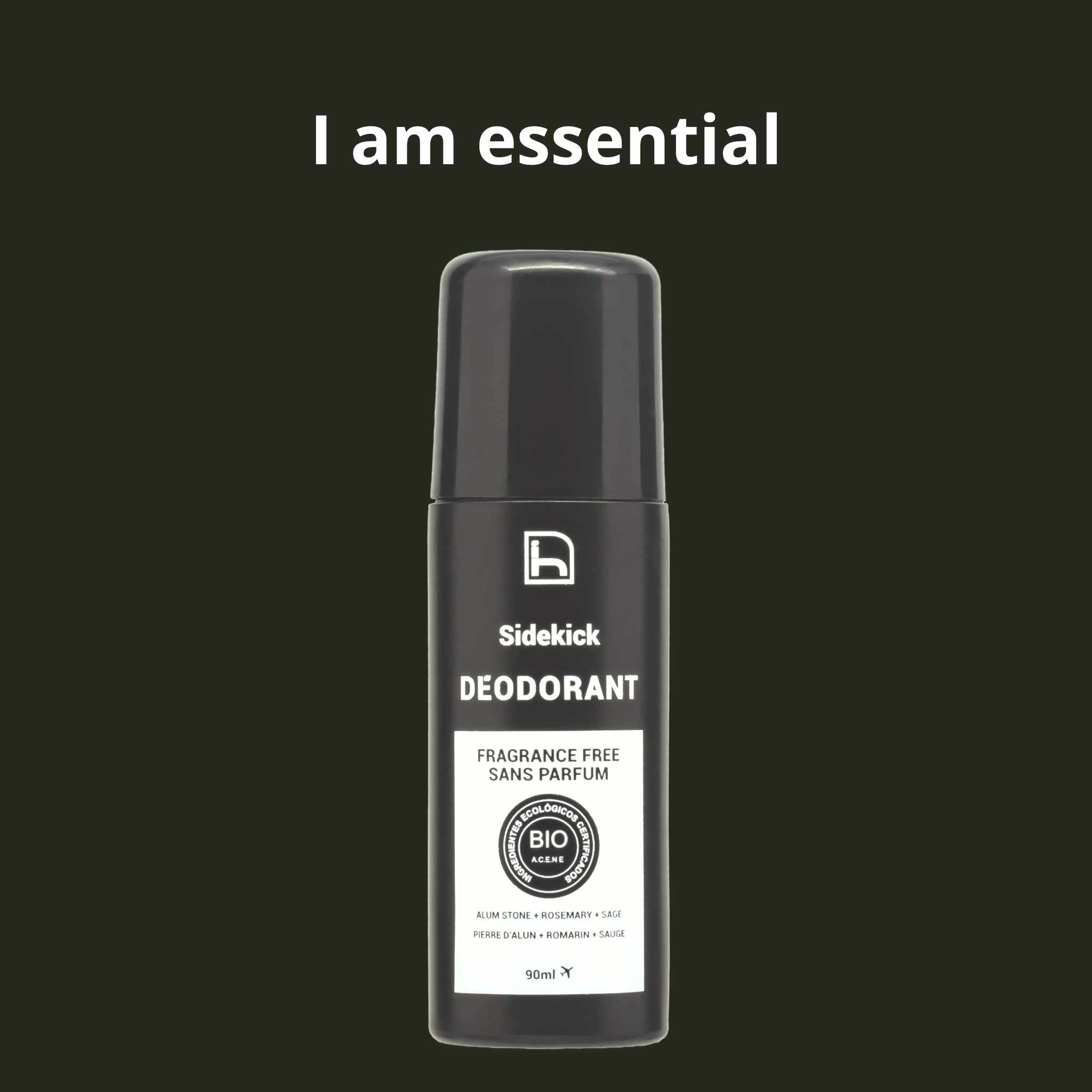 Unscented deodorant for men. Natural and ecological. Roll on. Without alcohol and without aluminum. 48 hour formula