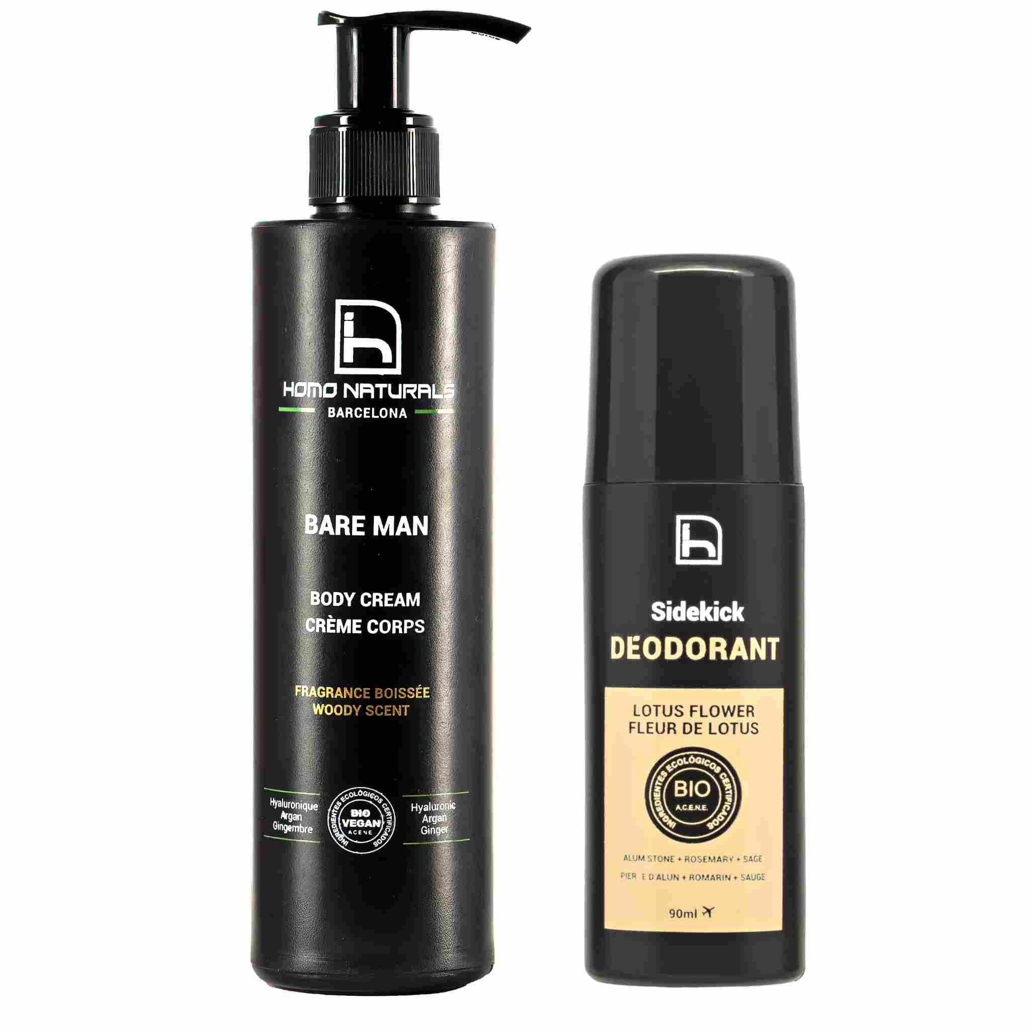 Desodorante natural para hombre y crema corporal para hombre